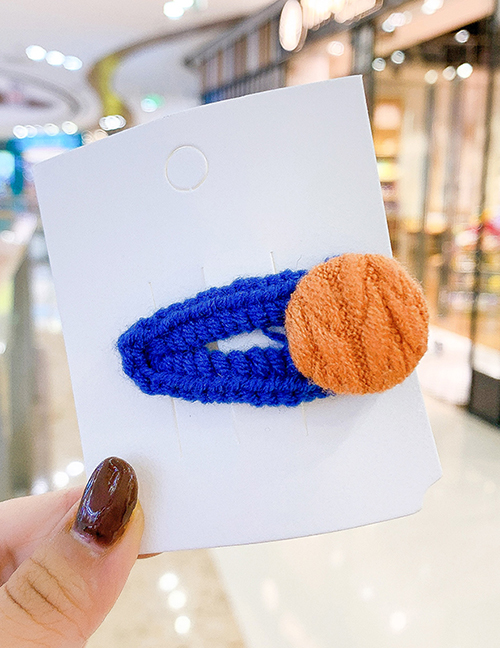 Fashion Orange Hairpin Knitted Woolen Yarn Hit Color Alloy Hairpin For Children