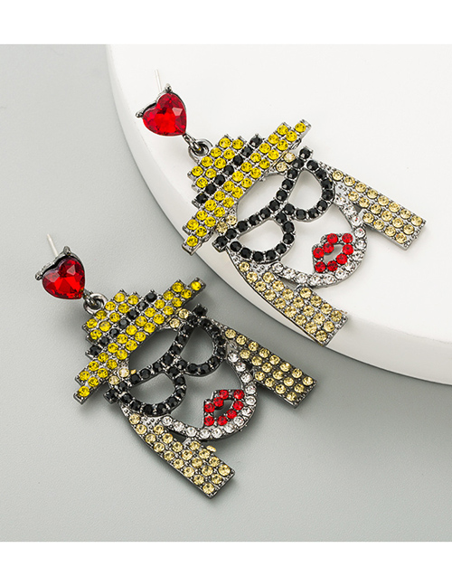 Fashion Silver Character Alloy Diamond Rice Bead Earrings
