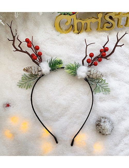 Fashion Deep Coffee Long Antlers Christmas Antlers Santa Hair Ball Fabric Childrens Headband