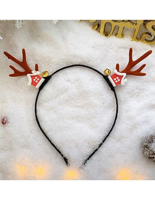 Fashion Brown Antlers House Christmas Antlers Santa Hair Ball Fabric Childrens Headband