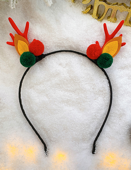 Fashion Red Antler Ball Christmas Antlers Santa Hair Ball Fabric Childrens Headband