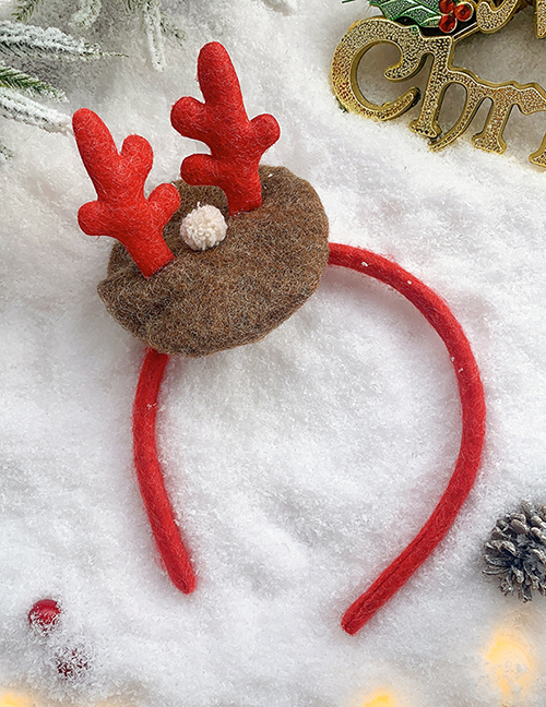 Fashion Red Antler Headband Christmas Antlers Santa Hair Ball Fabric Childrens Headband