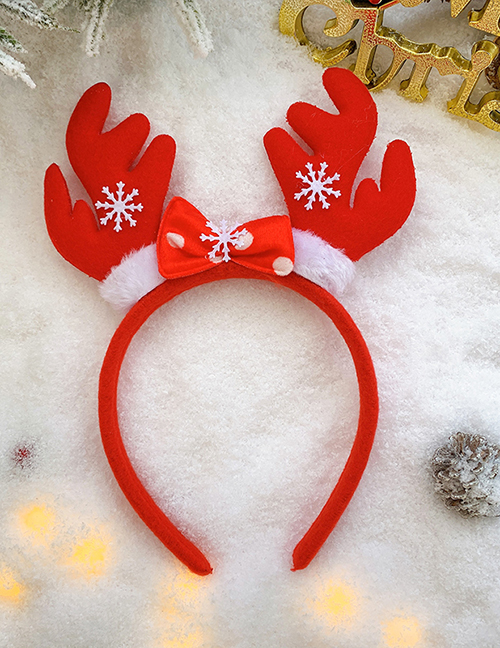 Fashion Orange Red Big Antlers Christmas Antlers Santa Hair Ball Fabric Childrens Headband
