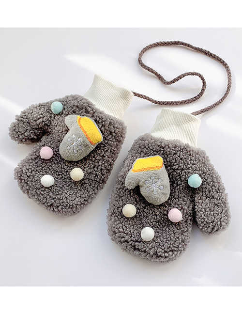 Fashion Gloves [gray] 2 Years Old -10 Years Old Christmas Thickened Hanging Neck Elk Christmas Tree Children Gloves