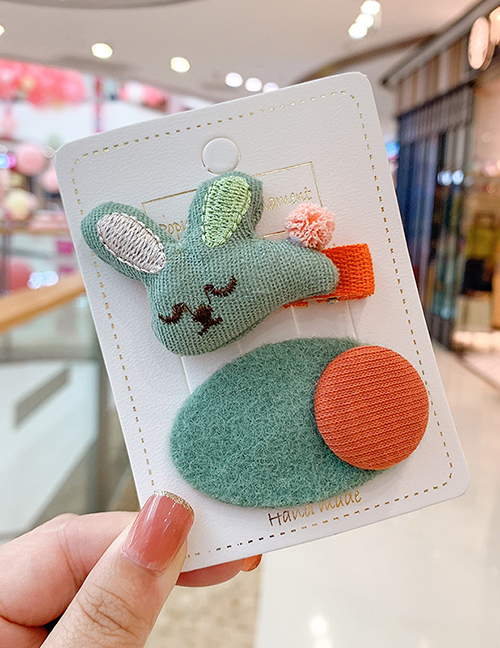 Fashion Green Bunny [2-piece Set] Bunny Plush Alloy Geometric Shape Childrens Hairpin