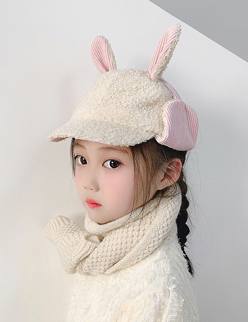 Fashion Pink Bunny Ears 10 Months-5 Years Old One Size [adjustable] Childrens Hat With Cashmere Rabbit Ears