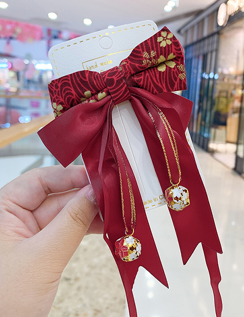 Fashion Streamer Bell Bow Childrens Hairpin With Tassel Bow Knit Alloy
