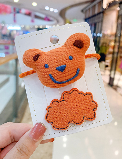 Fashion Orange Bear [2 Piece Set] Bear Fabric Alloy Childrens Hairpin Hair Rope
