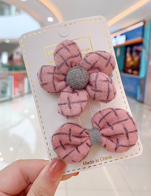 Fashion Pink Flowers [2 Piece Set] Small Flower Bow Children Hairpin