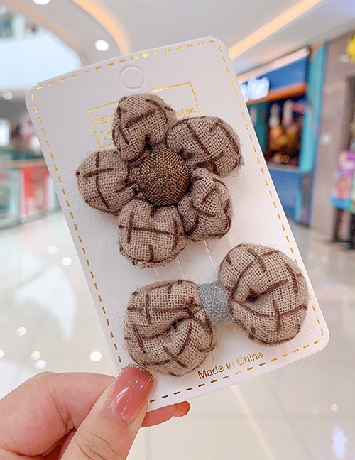 Fashion Khaki Flowers [2-piece Set] Small Flower Bow Children Hairpin