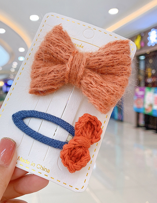 Fashion Orange Bow [2 Piece Set] Bowknot Wool Alloy Childrens Hairpin