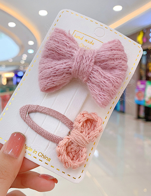 Fashion Pink Bow [2 Piece Set] Bowknot Wool Alloy Childrens Hairpin
