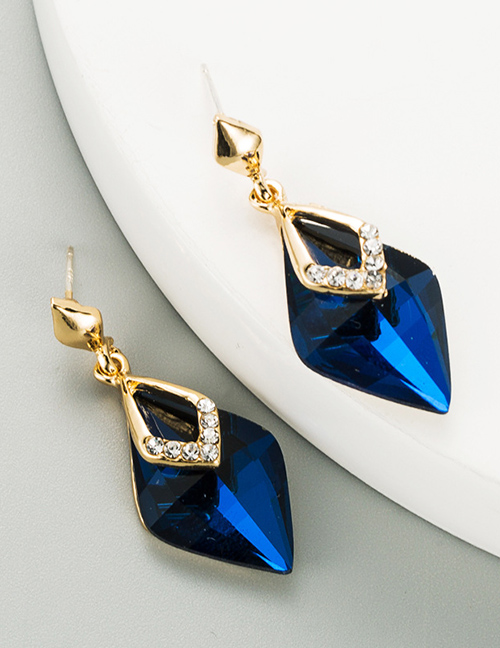 Fashion Blue Geometric Crystal Alloy Earrings With Rhinestones