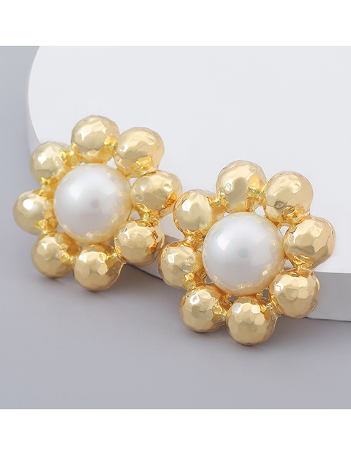 Fashion Gold Color Alloy Imitation Pearl Flower Earrings