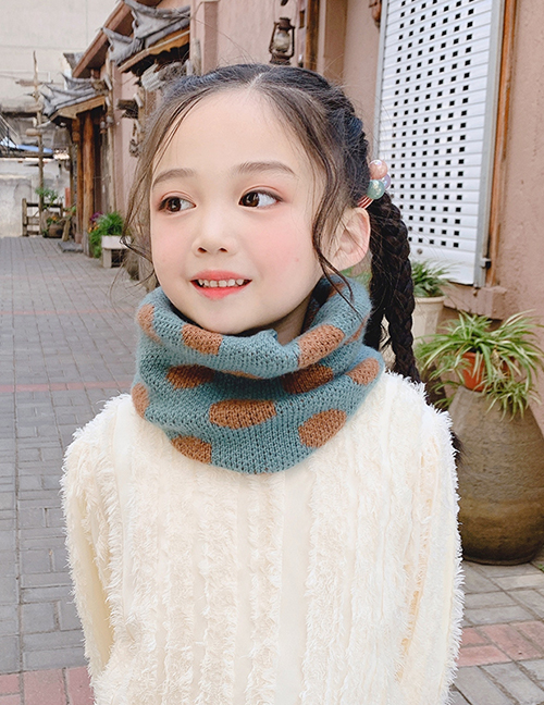 Fashion Dot Models [korean Blue] Reference Age 1-10 Years Old Polka Dot Lattice Thick Knitted Wool Scarf