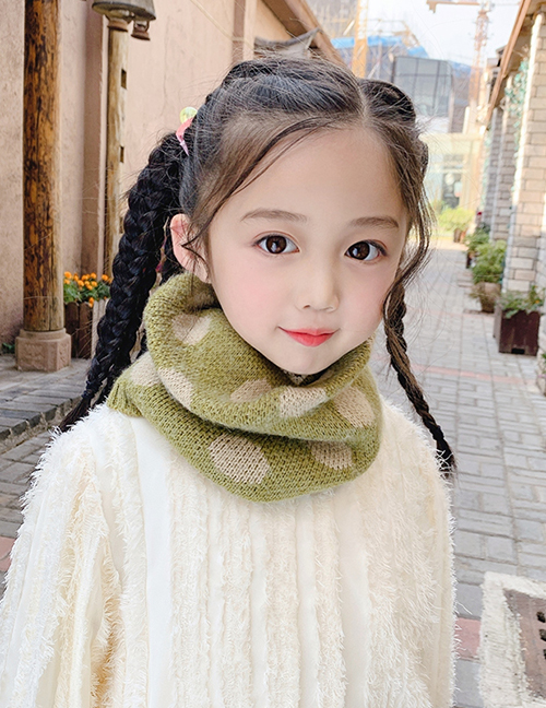 Fashion Dot Model [green] Reference Age 1-10 Years Old Polka Dot Lattice Thick Knitted Wool Scarf