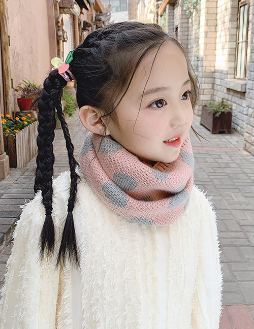 Fashion Dot Models [pink] Reference Age 1-10 Years Old Polka Dot Lattice Thick Knitted Wool Scarf