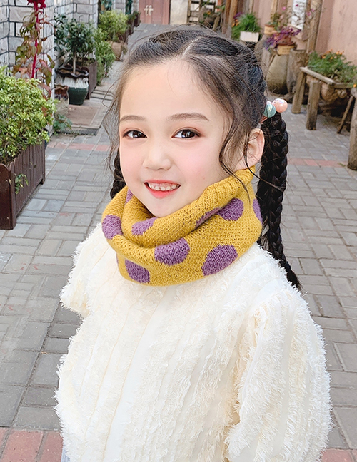 Fashion Dot Models [yellow] Reference Age 1-10 Years Old Polka Dot Lattice Thick Knitted Wool Scarf