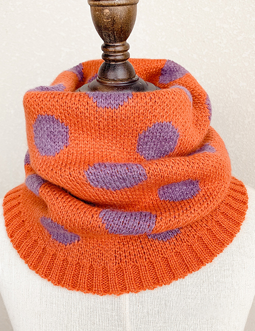 Fashion Dot Model [orange] Reference Age 1-10 Years Old Polka Dot Lattice Thick Knitted Wool Scarf