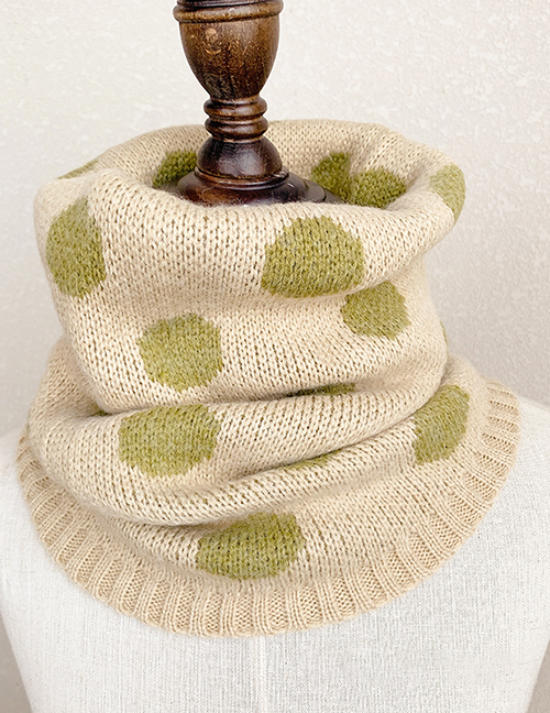 Fashion Dot Model [beige] Reference Age 1-10 Years Old Polka Dot Lattice Thick Knitted Wool Scarf