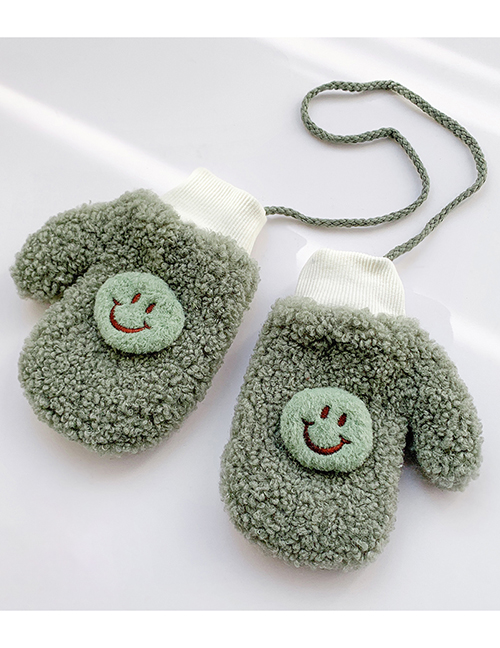 Fashion Smiling Face [green] 2-10 Years Old Plush Smiling Face Hanging Neck Plush Eyes Children Gloves