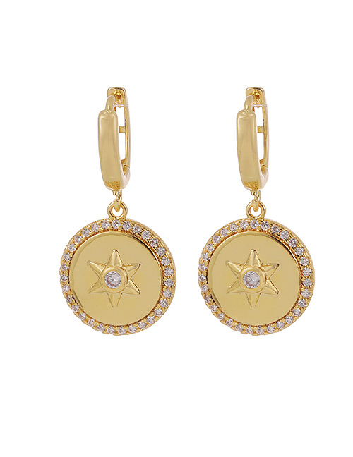 Fashion Gold Color Copper Inlaid Zircon Geometric Earrings