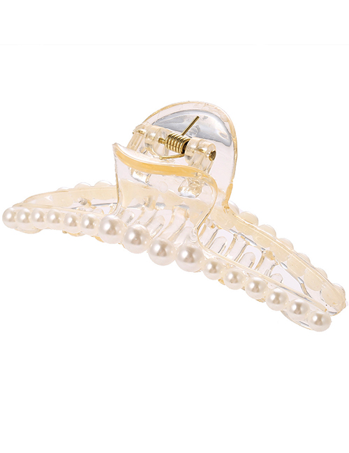 Fashion One Word Large Pearl Geometric Hollow Resin Shark Clip Set