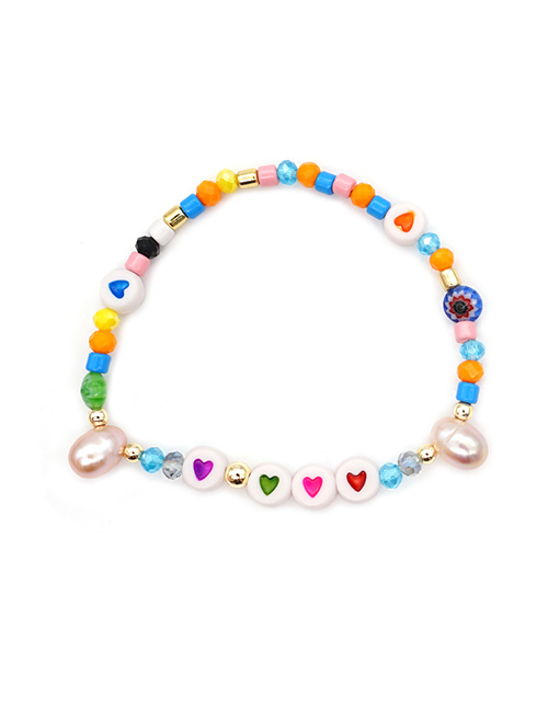 Fashion Love Mixed Color Rice Beads Love Pearl Shell Beaded Love Bracelet