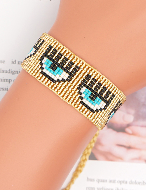 Fashion Gold Color Eyes Handmade Beaded Rice Bead Bracelet