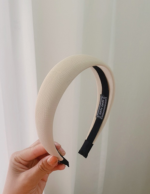Fashion Off-white Sponge Faux Leather Fabric Solid Color Broad-side Headband