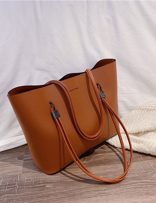Fashion Brown Large Capacity Solid Color Shoulder Bag