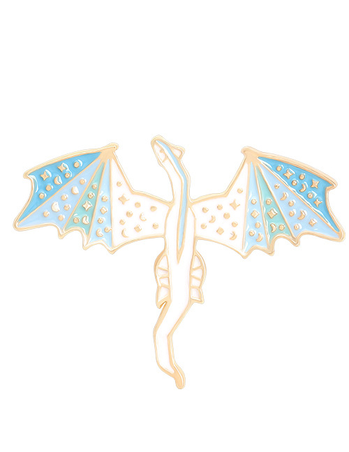 Fashion Blue Paint Drip Enamel Alloy Flying Dragon Badge