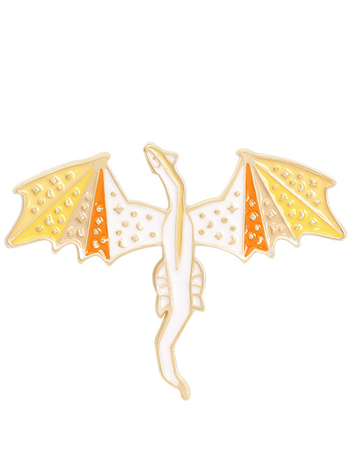Fashion Yellow Paint Drip Enamel Alloy Flying Dragon Badge