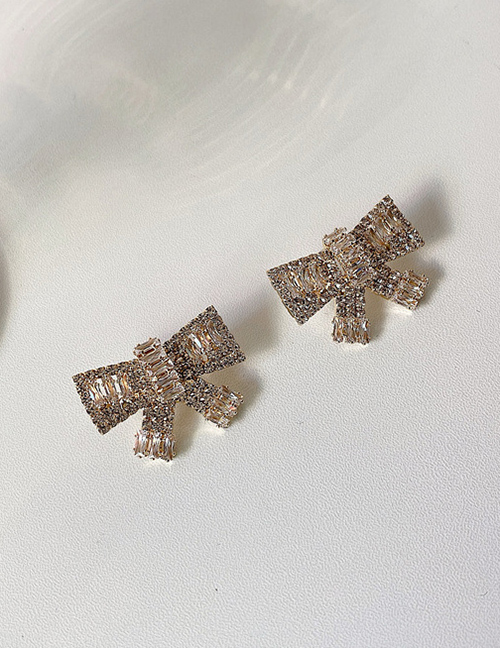 Fashion Gold Color Diamond-studded Butterfly Combined With Gold Earrings