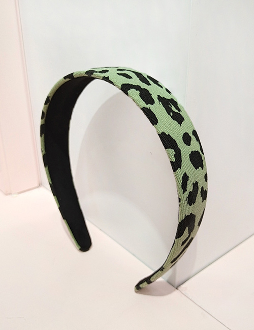 Fashion Pea Green Color Leopard Print Flat Wide-brimmed Headband