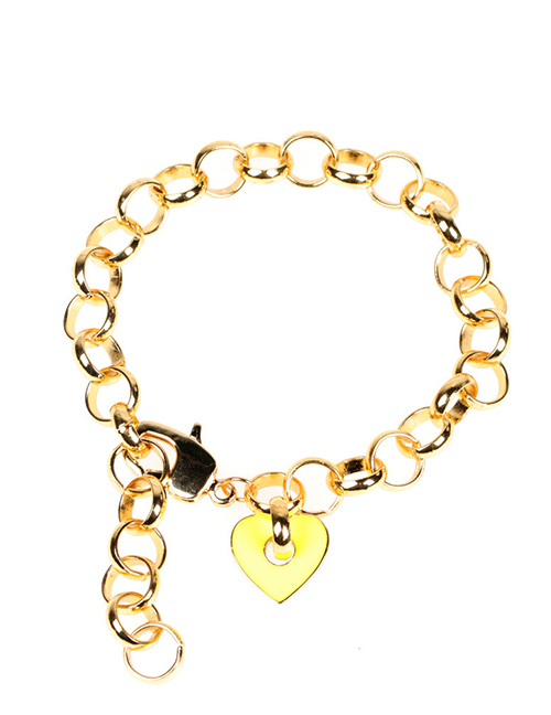 Fashion Yellow Bracelet Drop Oil Thick Chain Love Earrings Necklace Bracelet Set