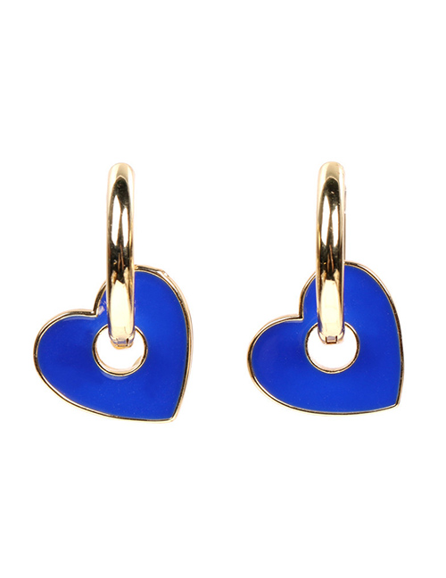 Fashion Blue Earrings Drop Oil Thick Chain Love Earrings Necklace Bracelet Set