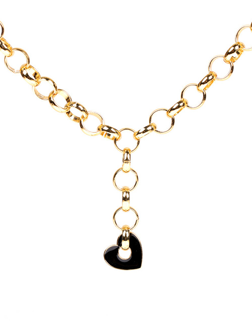 Fashion Black Necklace Drop Oil Thick Chain Love Earrings Necklace Bracelet Set