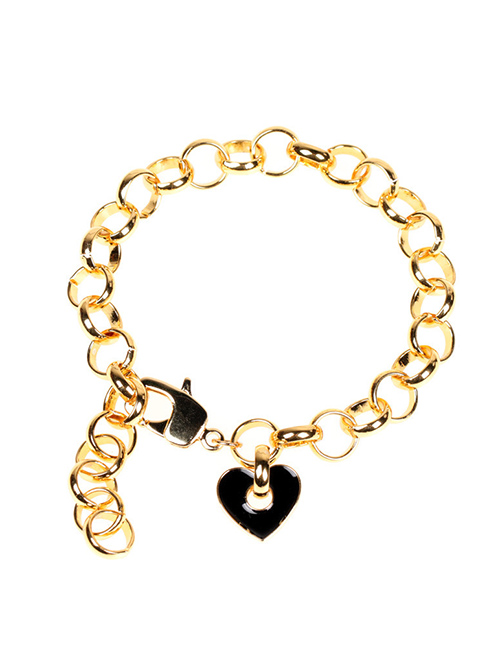Fashion Black Bracelet Drop Oil Thick Chain Love Earrings Necklace Bracelet Set