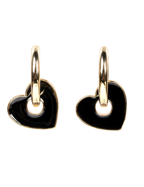 Fashion Black Earrings Drop Oil Thick Chain Love Earrings Necklace Bracelet Set