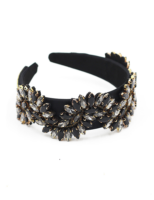 Fashion Black Diamond Wavy Broad-brimmed Headband