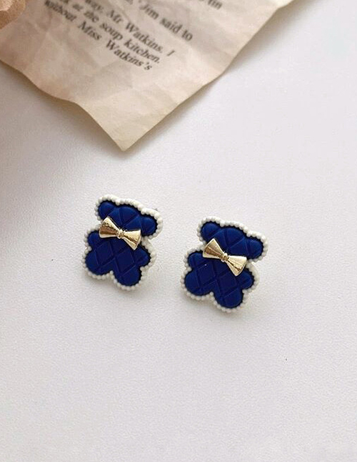 Fashion Blue Bear Butterfly Combined With Gold Earrings