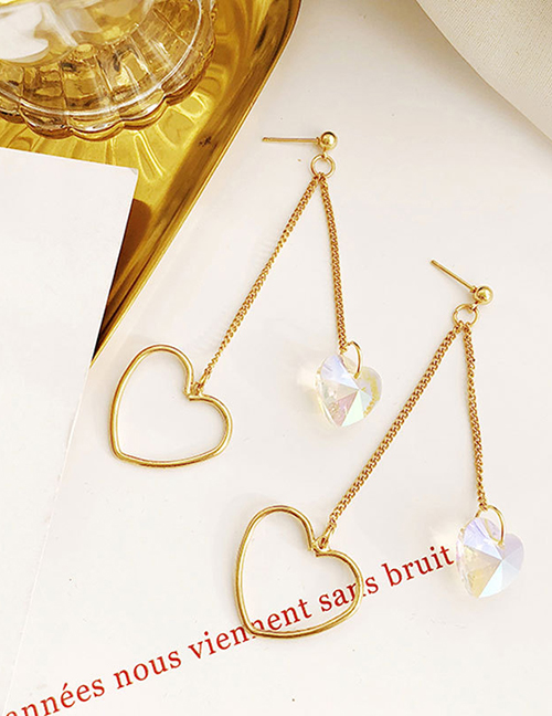Fashion Type C Love Diamond Long Tassel Crystal Earrings