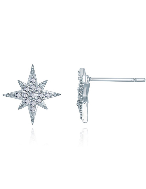 Fashion Silver Color Diamond And Star Alloy Earrings