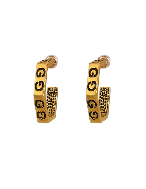 Fashion Golden Alloy Letter Half Round Earrings