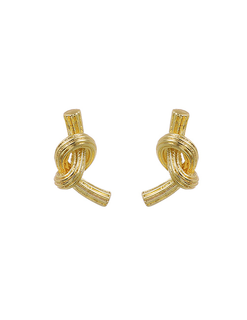 Fashion Golden Alloy Knotted Earrings