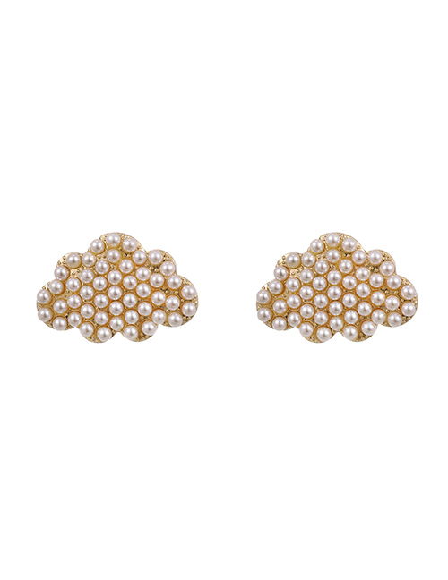 Fashion Pearl Alloy Pearl Diamond Cloud Stud Earrings