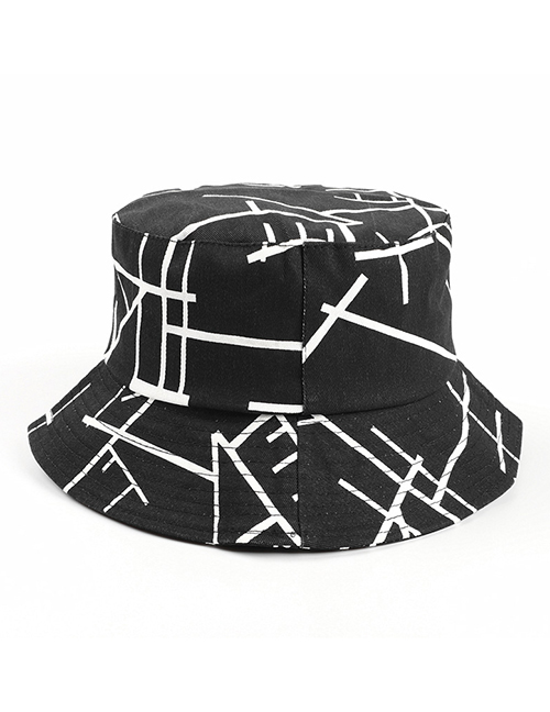 Fashion Black Letter Line Print Fisherman Hat