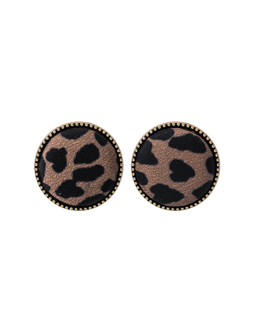 Fashion Yellow Leopard Leopard Button Alloy Round Stud Earrings