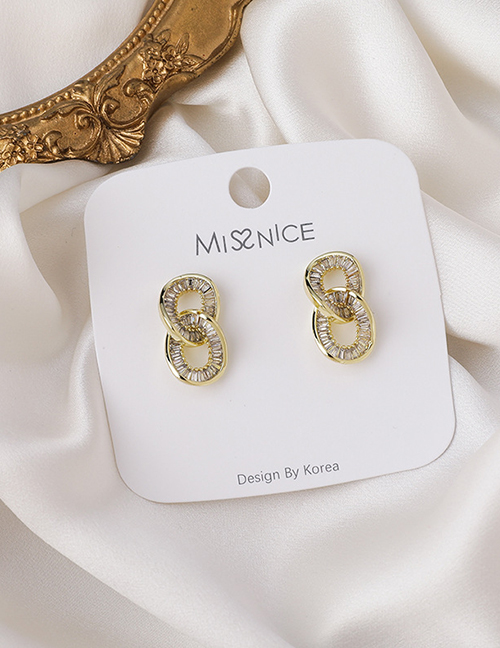 Fashion Gold Color Ring Interlocking Zircon Earrings